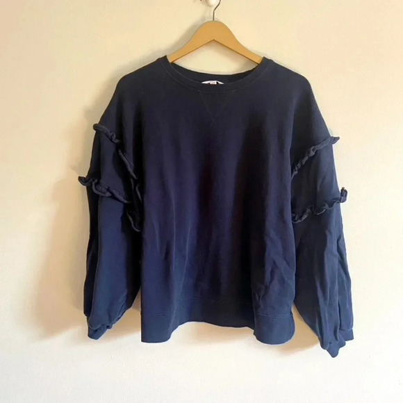 Time and Tru Blue Ruffle Sleeve Sweatshirt - Picture 3 of 11